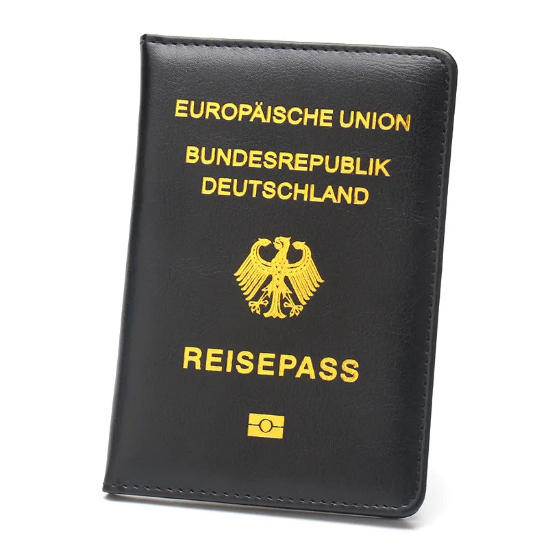 German Passport Holder Men Women PU Leather Passport Covers Portable Passport Case Id Holder Ticket Holder Travel Accessories