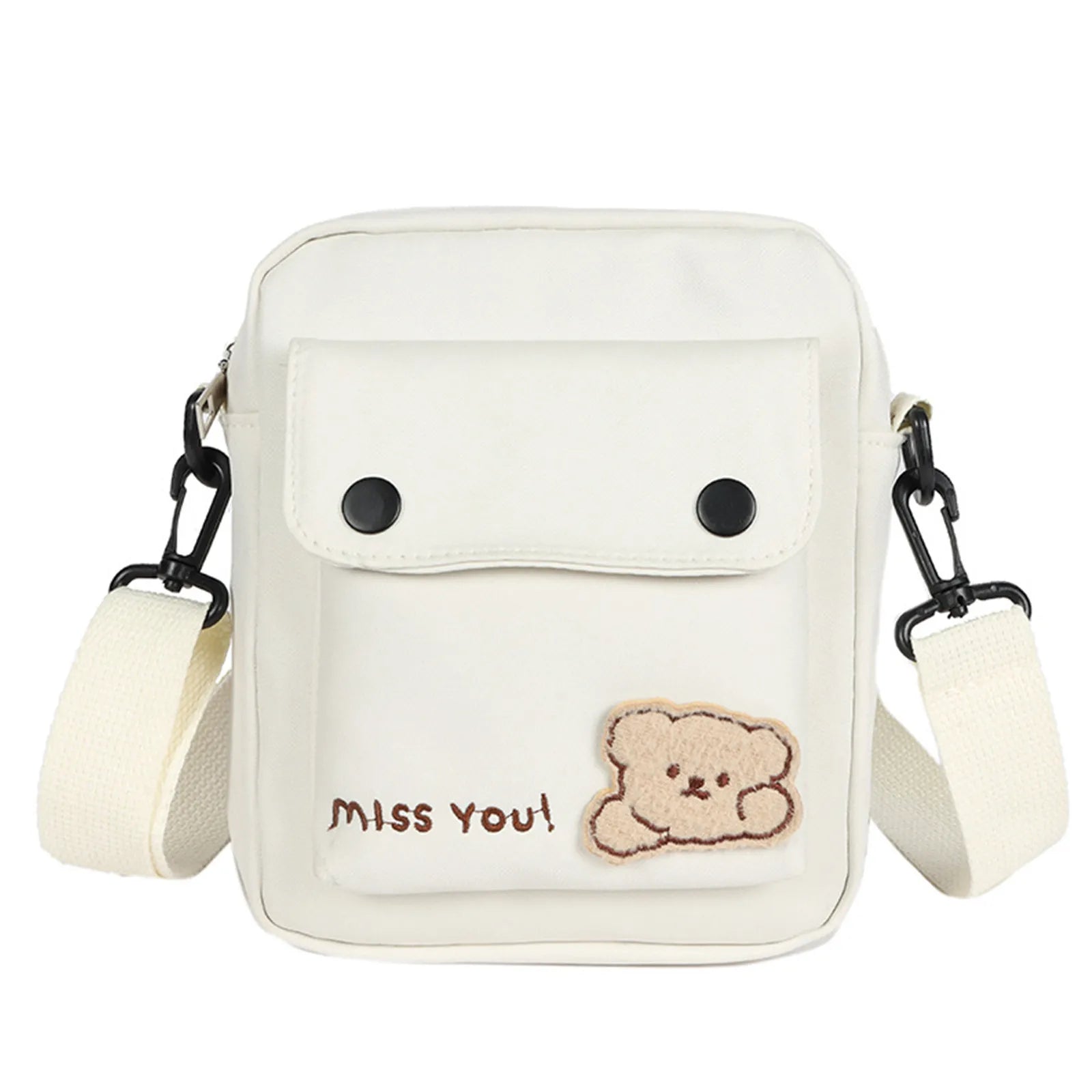 Kawaii Backpack Women'S Cute Versatile Cartoon Bear Canvas Bag College Student Crossbody Bag Backpack Shoulder Bag Purses