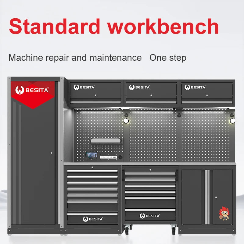 Garage Workstation Modular Tool Box Workbench Workshop Metal Garage Cabinet System Steel Heavy Duty Storage Garage Cabinet