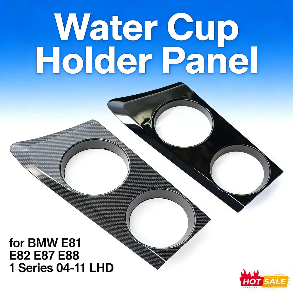 Water Cup Holder Panel Decor Cover Gloss Black Car Cup Holder Stand Carbon Fiber for BMW E81 E82 E87 E88 1 Series 2004-2011 LHD