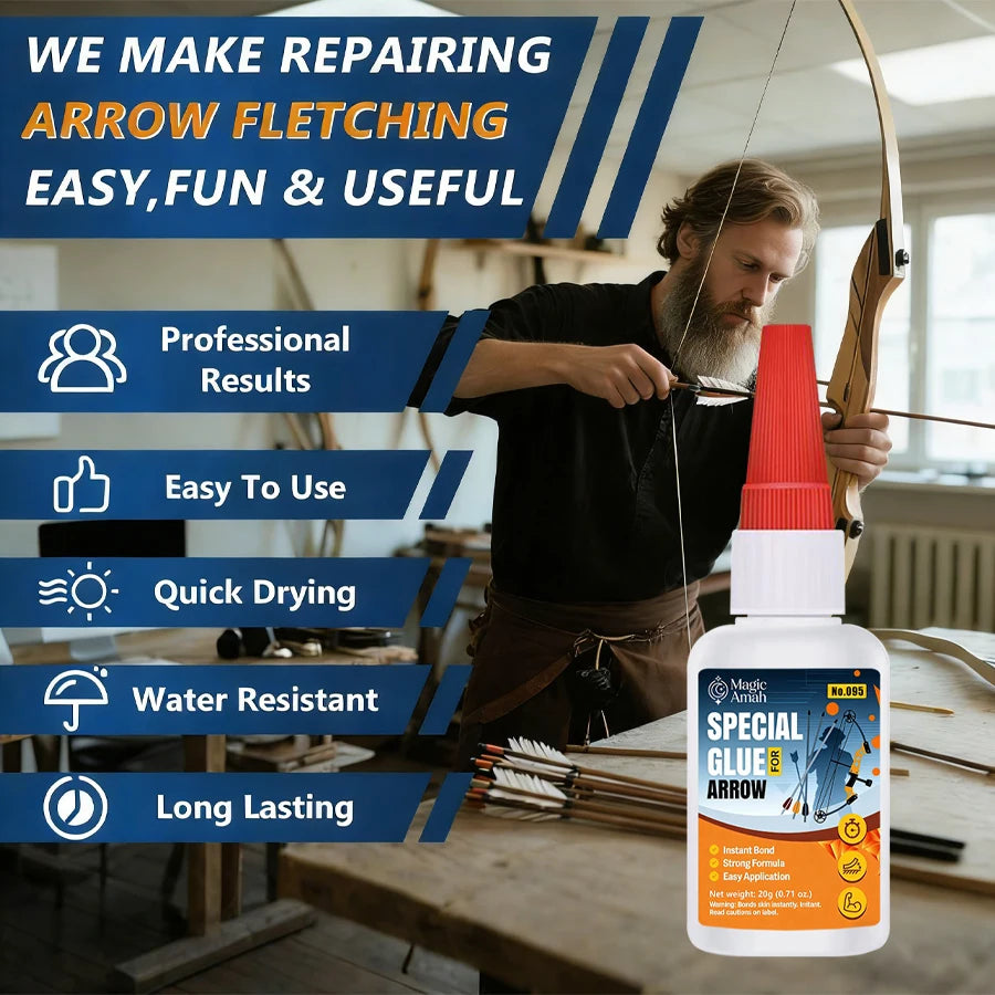 1-5Pcs Special Arrow Glue, Instant Bond Strong Adhesive for Bow and Arrow, Archery Fletching & DIY Repairs