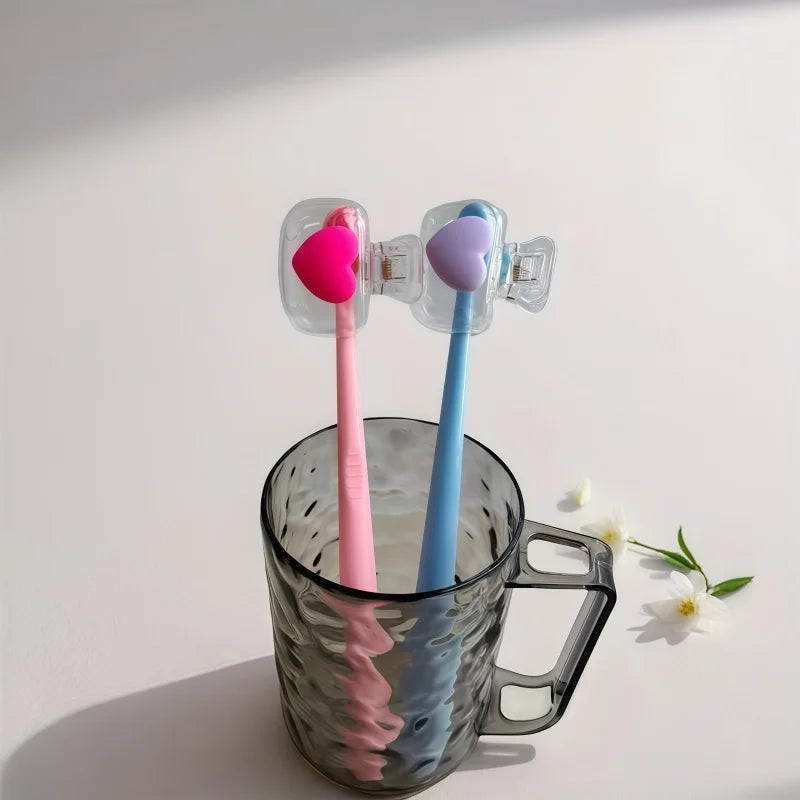 Transparent Heart-shaped Toothbrush Head Dust Cover. Household Travel Universal Toothbrush Protective Cover.Valentine's Day Gift
