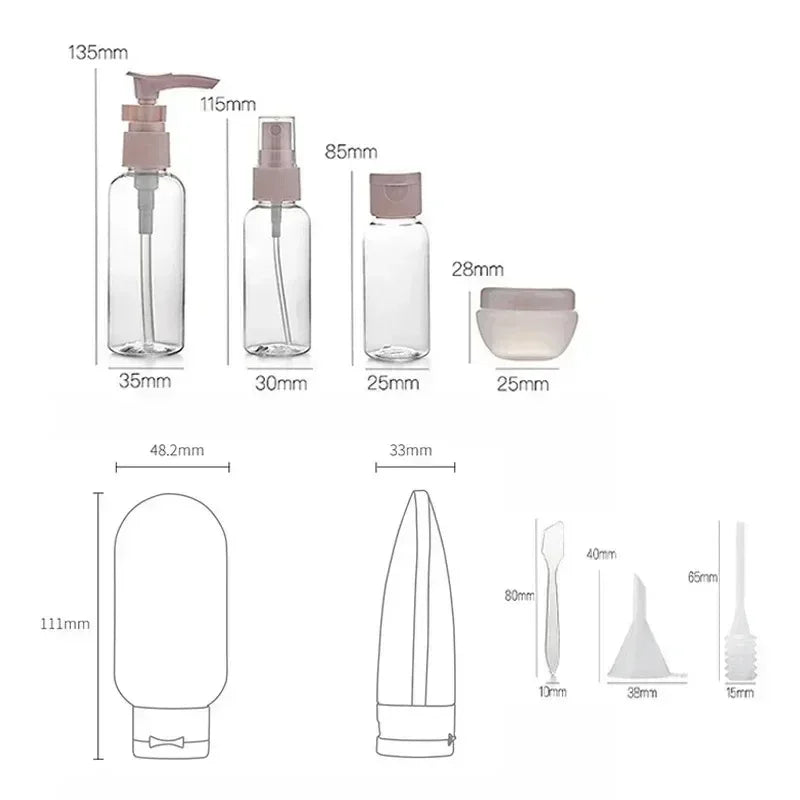 3/11Pcs Travel Bottles Set Refillable Cosmetic Containers Empty Spray Bottle Liquid Cream Lotion Dispenser Shampoo Squeeze Tube