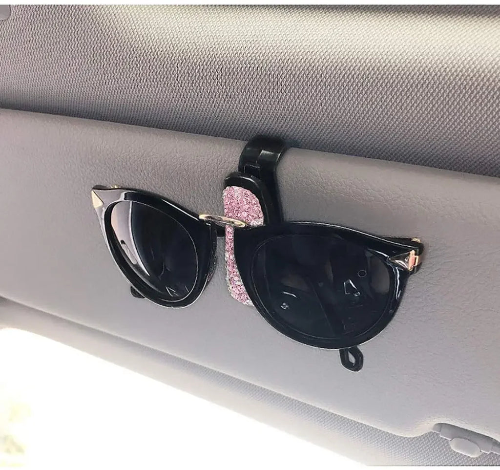Diamond Glasses Holders Car Sun Visor Sunglasses Eyeglasses Mount With Ticket Card Clip Car Interior Accessories Glasses Holder