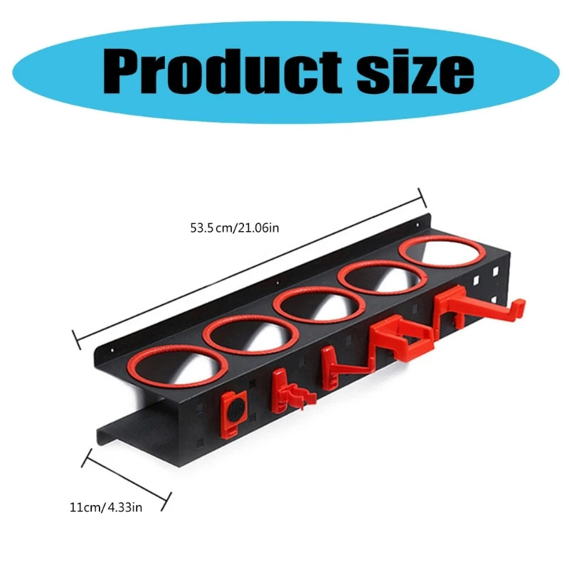 Professional Car Detailing Wall Mount Organizers Bottle Holder with 5 Hook Efficient Car Detailing Station Simple to Use H9EE