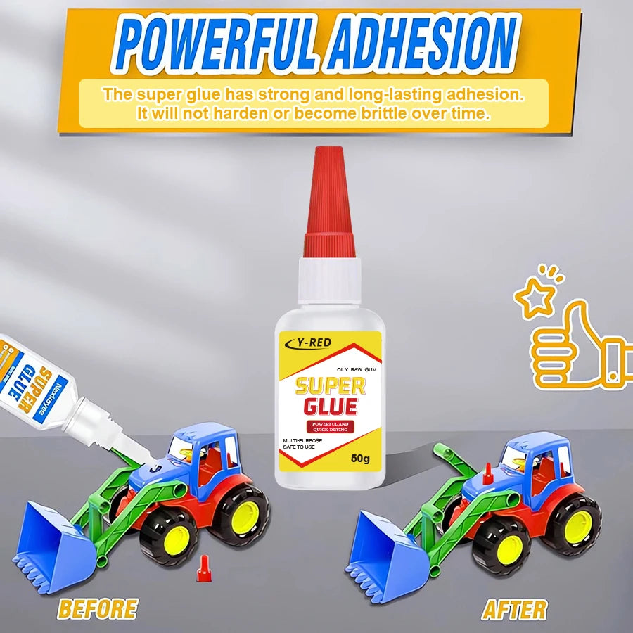 35g/50g Strong Bond Super Glue, Fast Drying Cyanoacrylate Adhesive for Leather, Rubber, Wood, Metal, Plastic, Home & Toy Repair