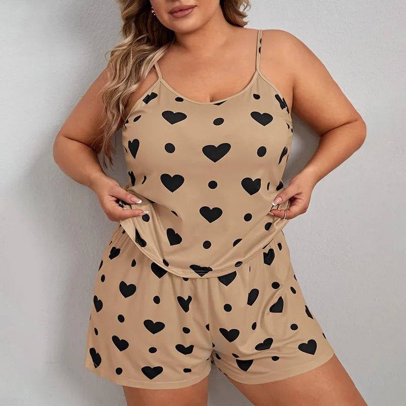 2 Pieces Pajamas Set for Women Sleepwear Loose Crop Tops+Shorts Suit Loungewear Home Clothes Plus Size 3XL 4XL 5XL
