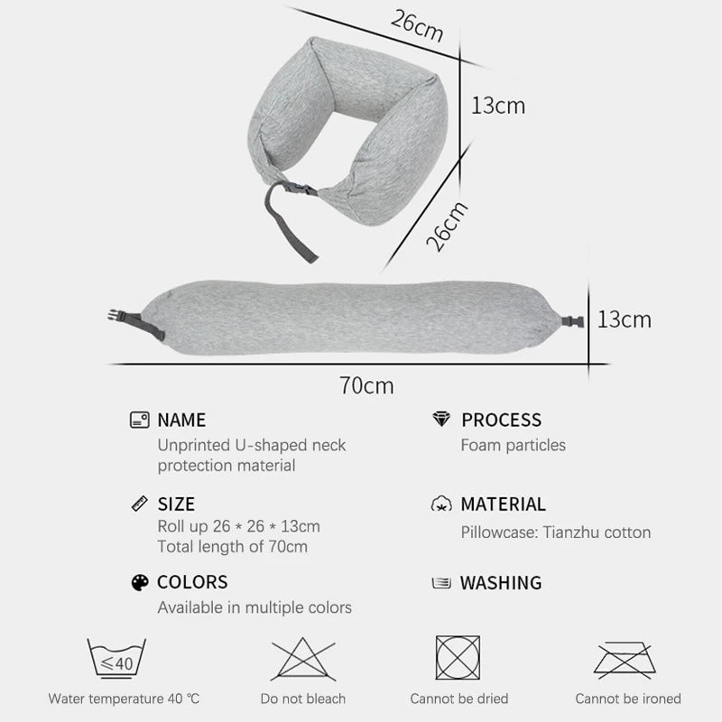 Neck Pillow Neck Support Breathable Stuffable U-shaped Pillow With Hidden Zipper Adjustable Drawstring Neck Pillow For Travel