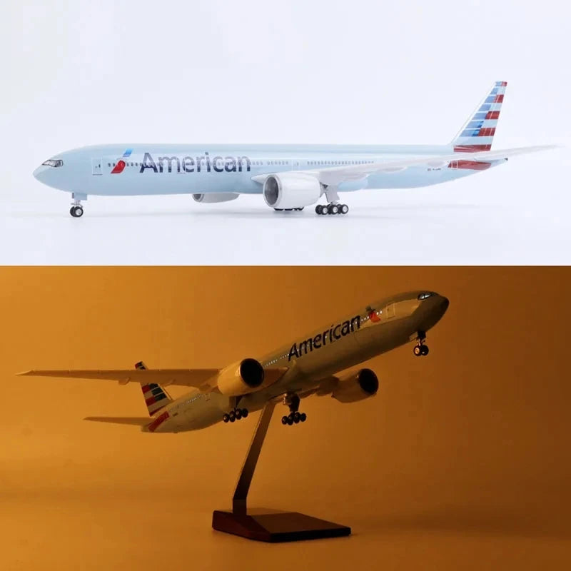 47cm Scale Plane B777 American Air Airlines Collectible Aircraft 1:157 Scale Resin Toy Planes With Light And Wheel Aviation