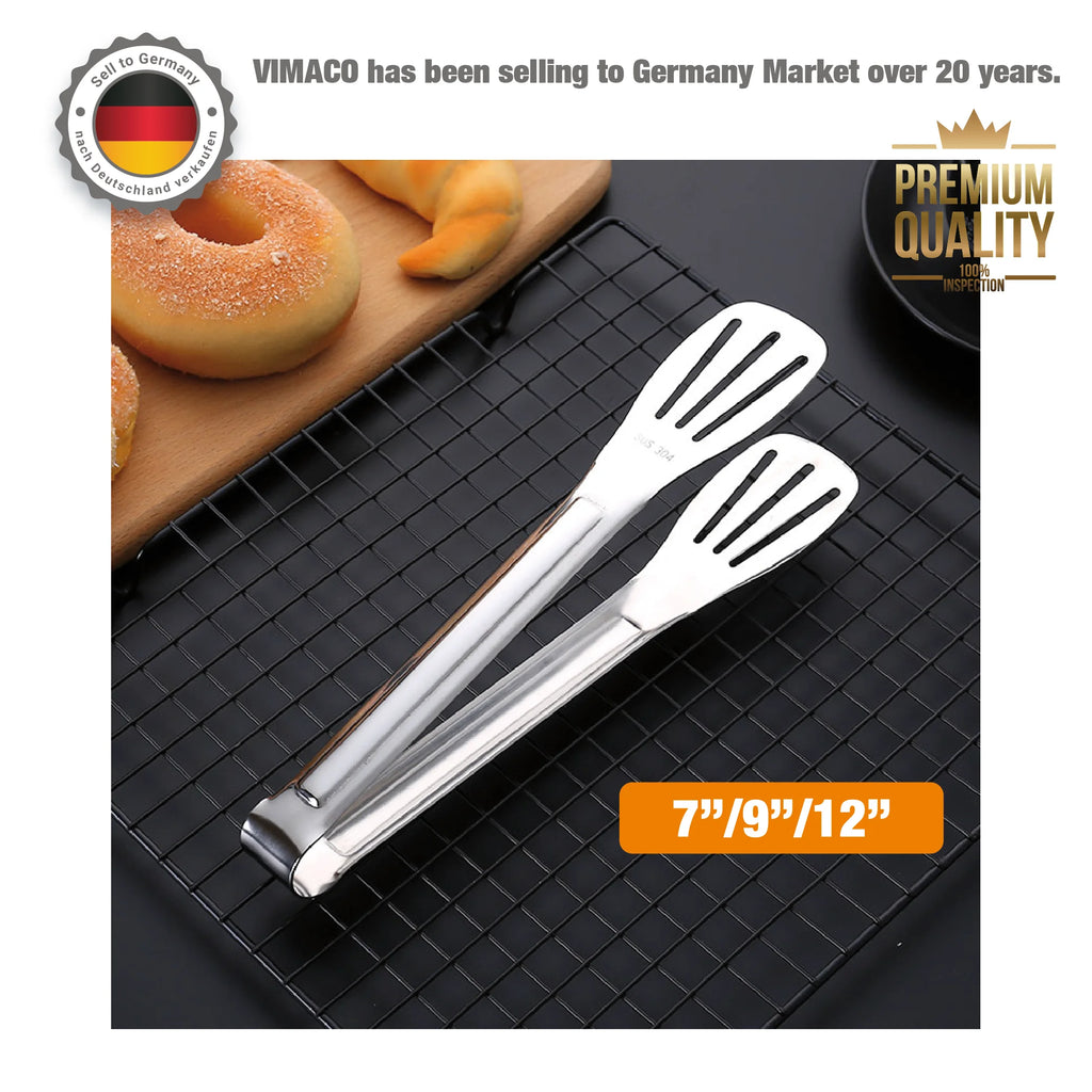 VIMACO® High Quality Stainless Steel 304 18/8 Food Tong Small Serving Utensils for Cooking Entertain Salad Barbecue Buffet Toast