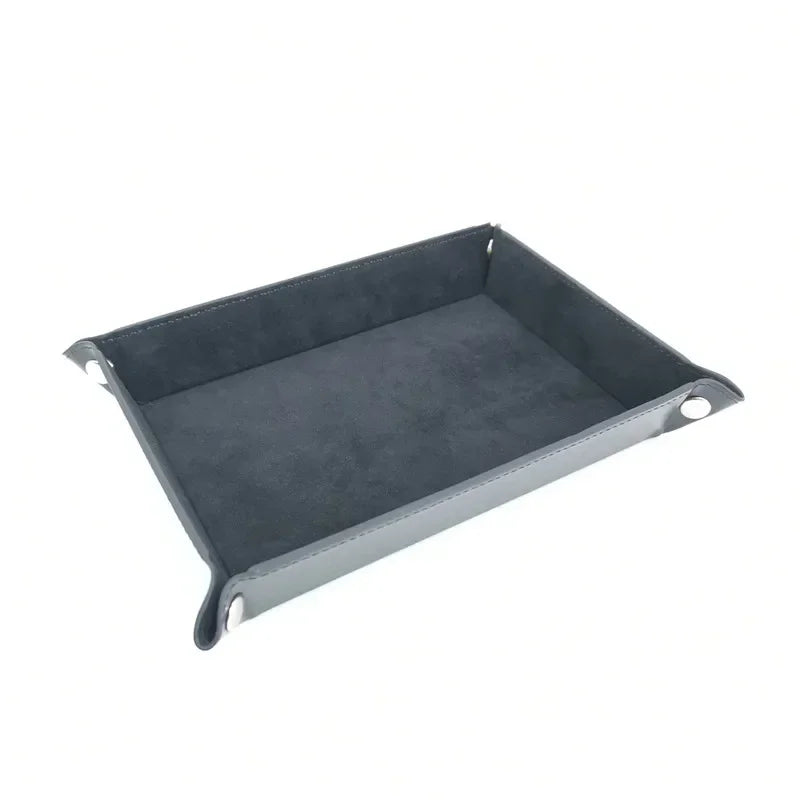 Foldable Dice Tray PU Leather Flannel Game Dice Plate Four Corners Folded Tray Home Desktop Decoration Box Coin Key Storage Tray
