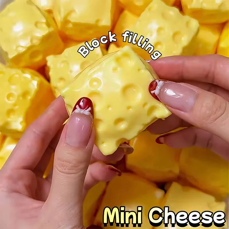 Mini Cheese Cube Squishy Fidget Toys Homemade Soft Crispy Sound Stress Ball Squeeze Toy Adults Sensory Anti Stress Toys Gift