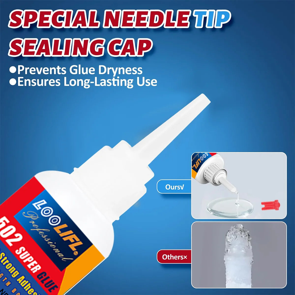 Loolifl,502, Super Glue, Instant Adhesive, Universal Glue, Suitable for Metal, Ceramics, Wood, Glass (Comes with Glue Remover)