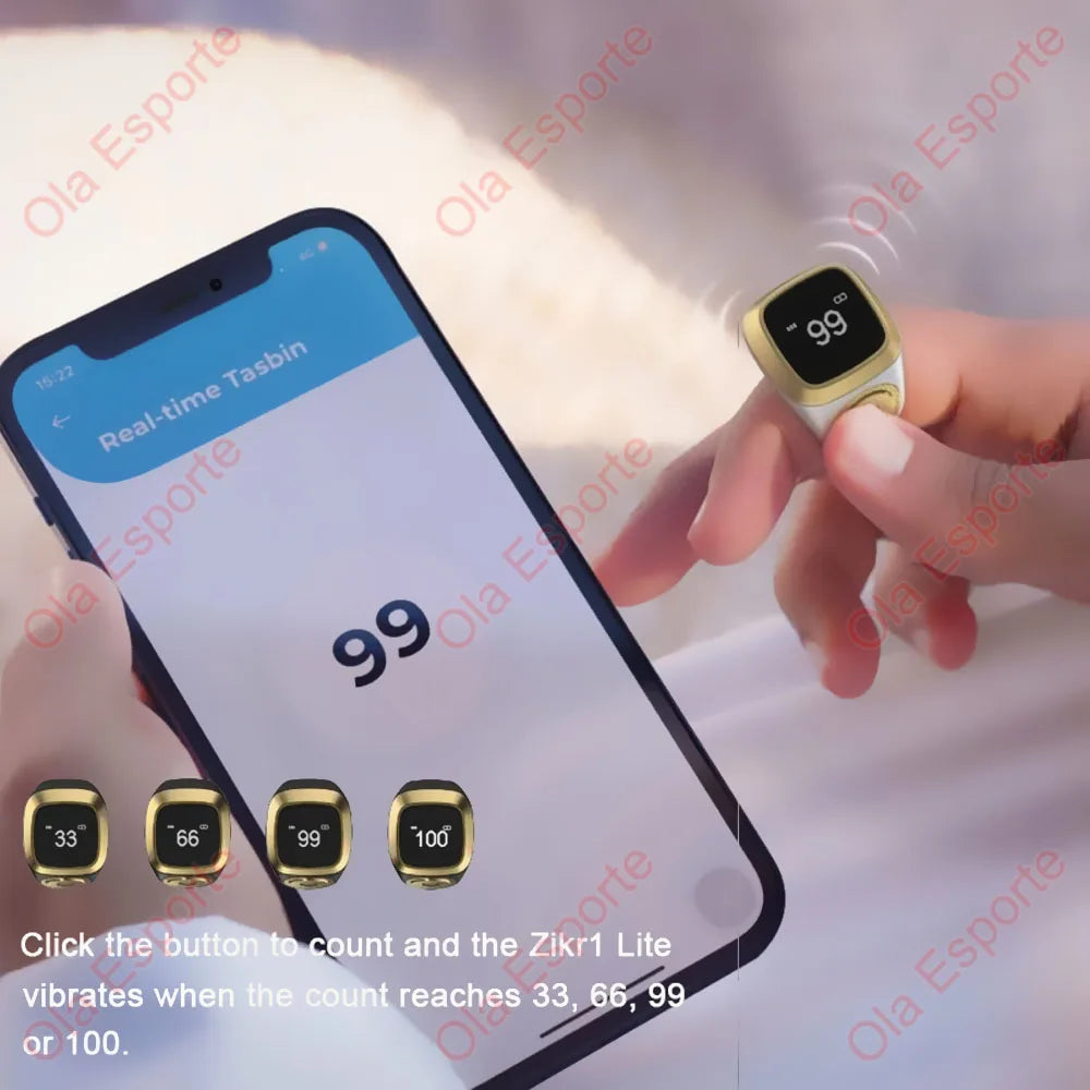 Qibla Smart Tasbih Tally Digital Counter for Muslims Tasbeeh Zikr Ring 5 Prayer Time Vibration Reminder Subhah Masbahah Misbaha