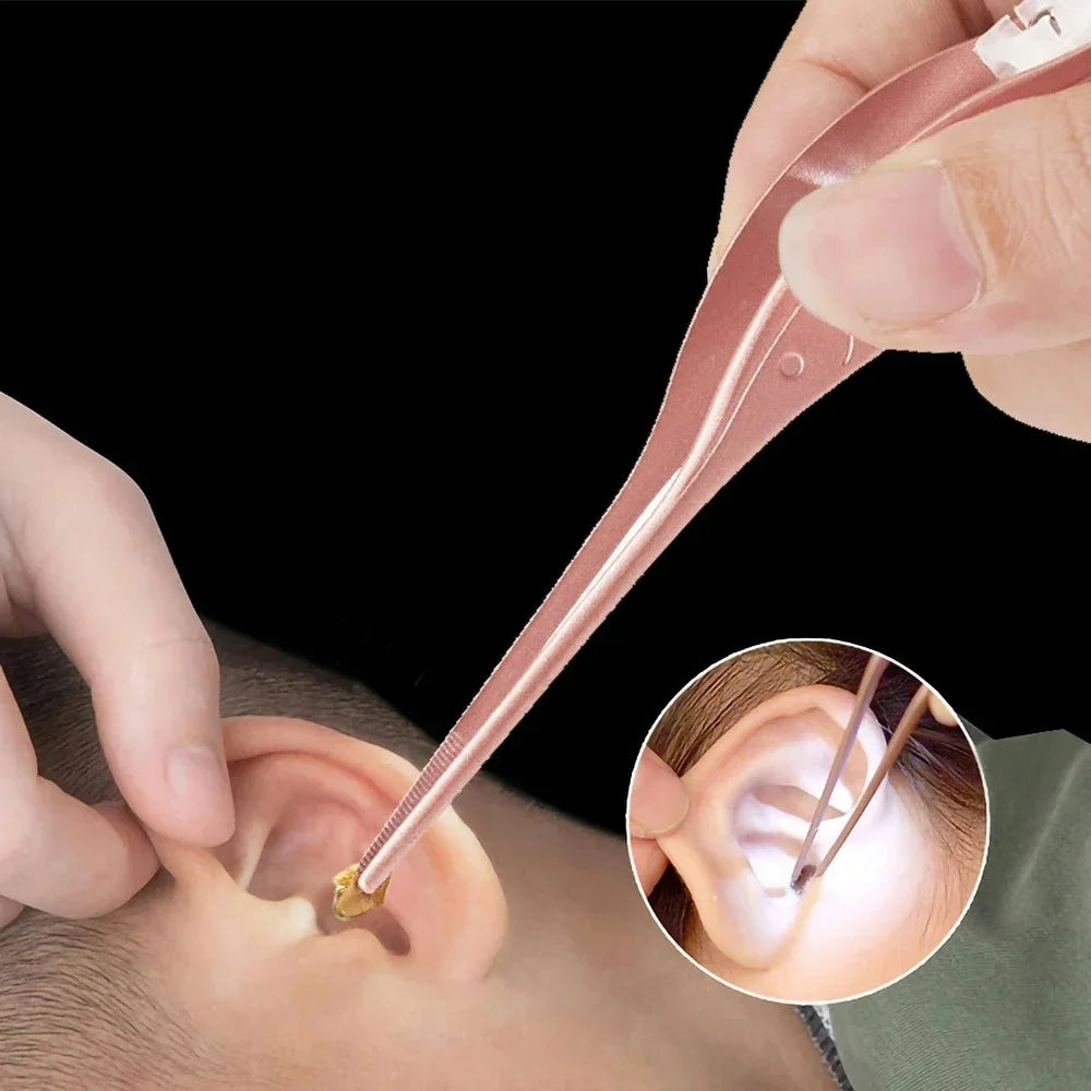 Ear Cleaning Tool Illuminated Ear Spoon Ear Wax Remover Tweezer Safe Visible Ear Pick Cleaner For Kids Adults Ear Care Accessory