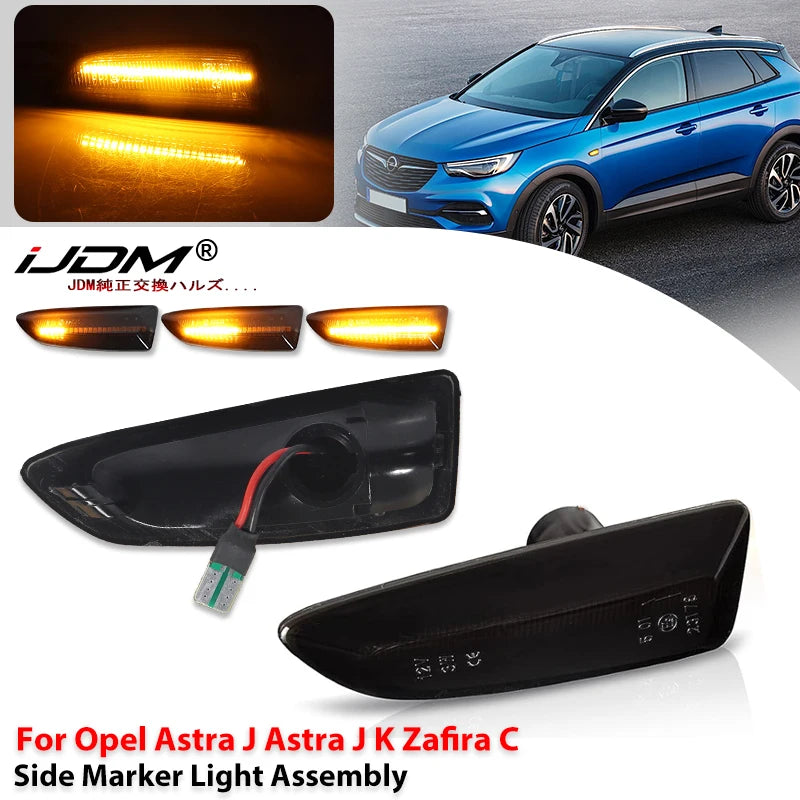 2pcs Car Side Marker Lights Dynamic LED Turn Signal For Opel Vauxhall Astra J K Crossland X Insignia B Zafira Side Fender Lamp
