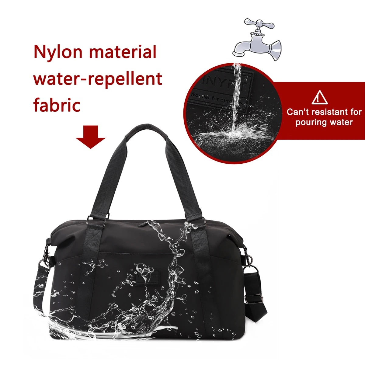 TINYAT Women's Waterproof Travel Bag Material Large Capacity Lightweight Handbag Travel Camping Outing Luggage Bag
