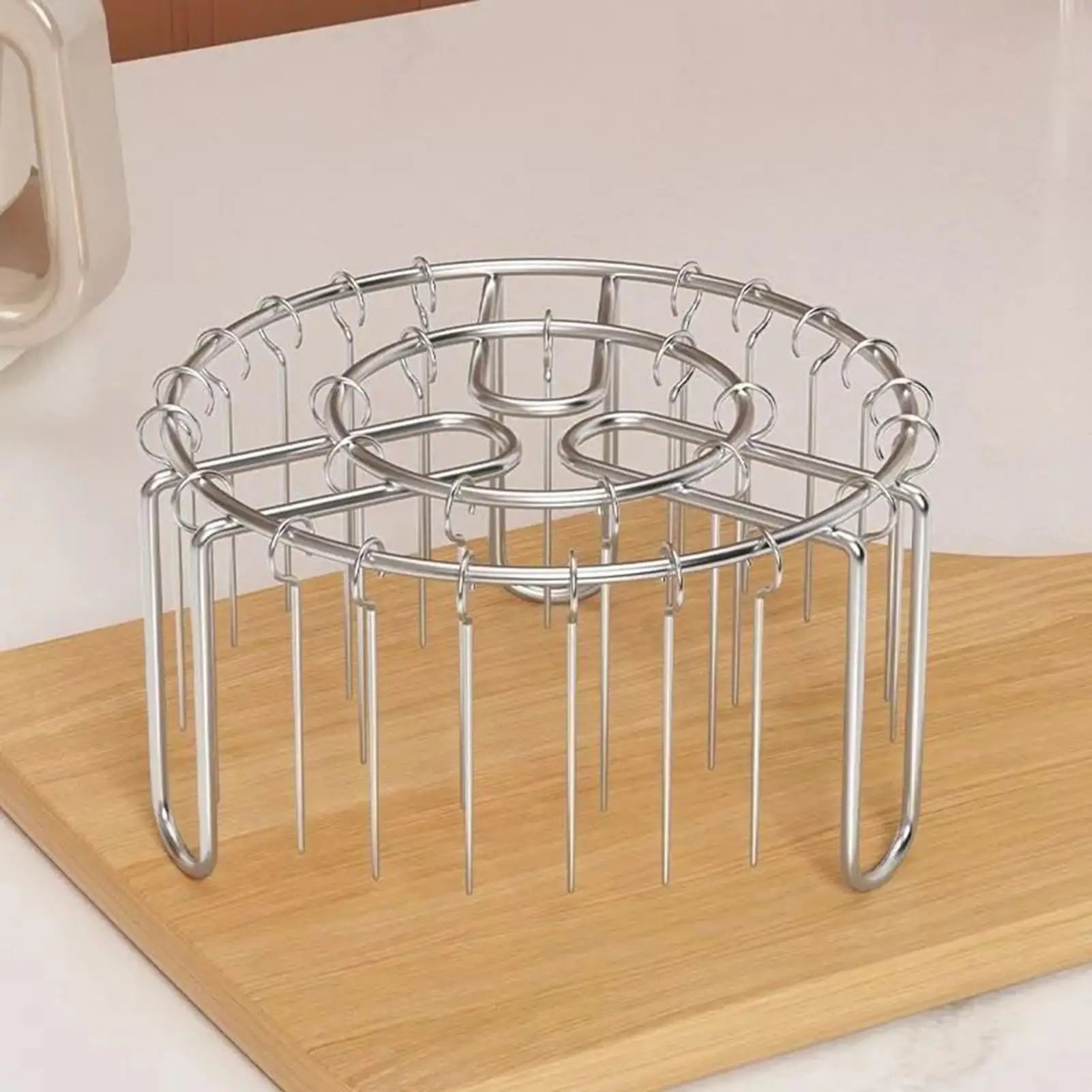 Air Fryer Skewer Stand Oven Rack Non-Stick Reusable Vertical Heat-Resistant Stainless Skewer Rust-Proof Vertical Air Fryer Grill