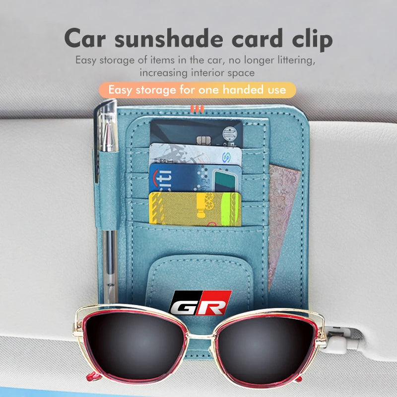 Car Sun Visor Storage Bag Sunglasses Organizer Holder Card Clip For Toyota Yaris Corolla Prius Auris CHR Land Cruiser RAV4 Camry