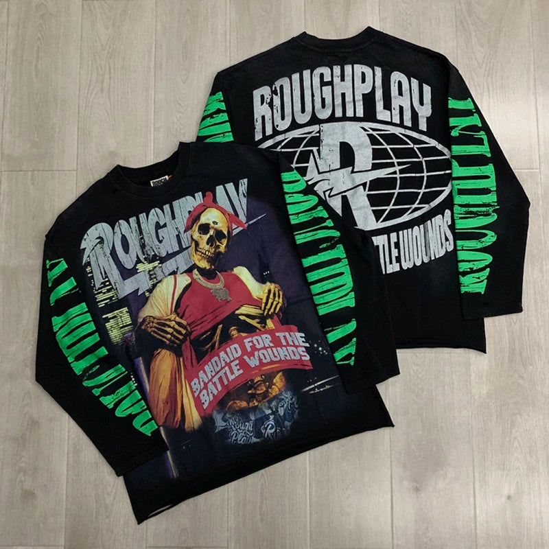 26SS New High Quality Street Lashion Hip Hop Rough Long Sleeved Fall Men's Women's Loose Casual T-Shirt