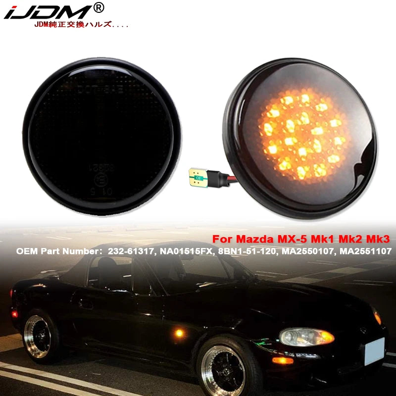 iJDM Amber Blink Fender Turn Signal Lights for Accessorie for Mazda MX5 Miata Mk1 Mk2 Mk3 1989-2015 Na Nb Nc Side Marker Light