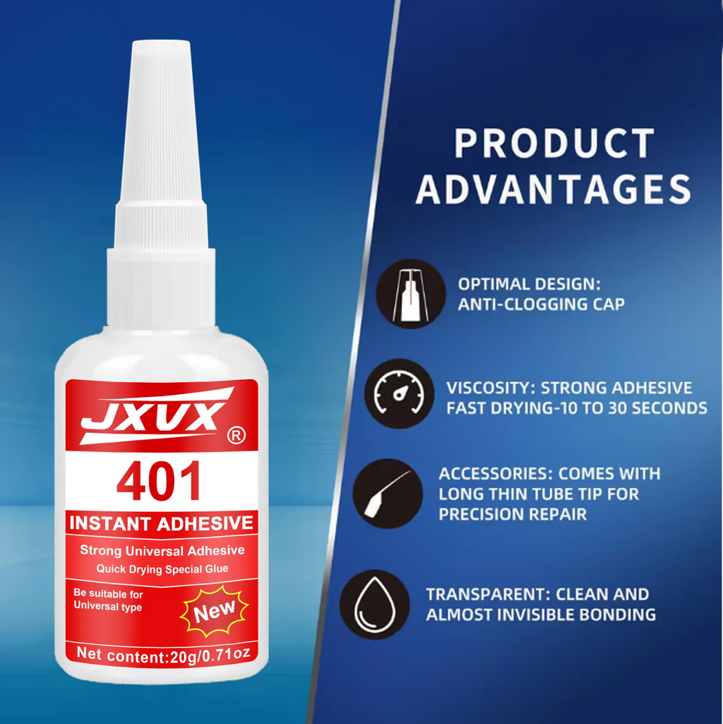 JXVX 401 Instant Strength Adhesive 20g Precision Universal Needle Force Tape for Repair of Various Materials 1-10pcs