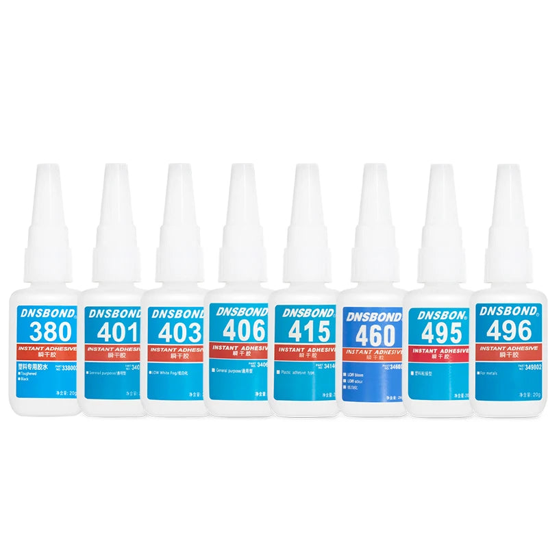 Brand-new Upgraded Instant Adhesive 401/ 403/ 406/ 454/ 460/ 480/ 495/ 496 Super Glue Extra Strong Multi-purpose Cyanoacrylate