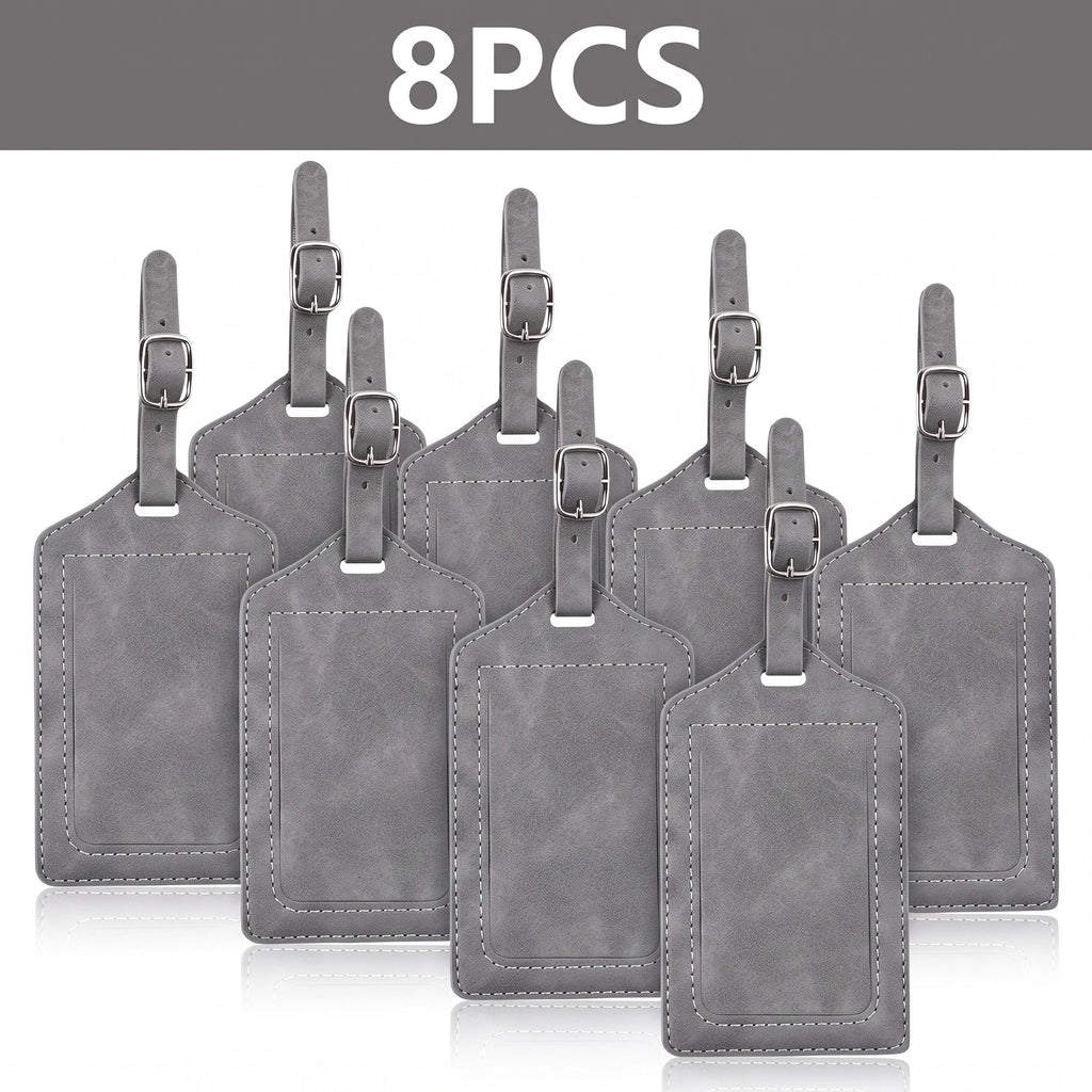 3/5/8PCS Privacy PU Leather Luggage Tag Adjustable Metal Buckle Waterproof Anti-lost Suitcase ID for Backpack Golf Carry Bag