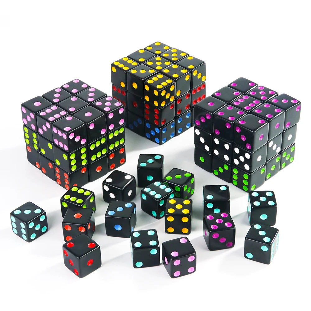 6 Sided Square Corner Dice 16mm D6 with Standard Dots Game Dice for Board Games, Casino Games & Tabletop RPG or Teaching Math