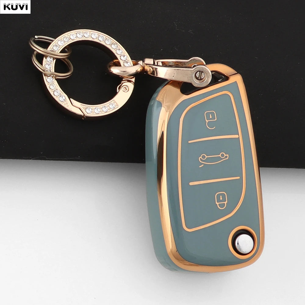 Fashion TPU Car Flip Key Case Cover Shell For Citroen C1 C2 C3 C4 C5 XSARA PICA For Peugeot 306 407 807 For DS DS3 DS4 DS5 DS6