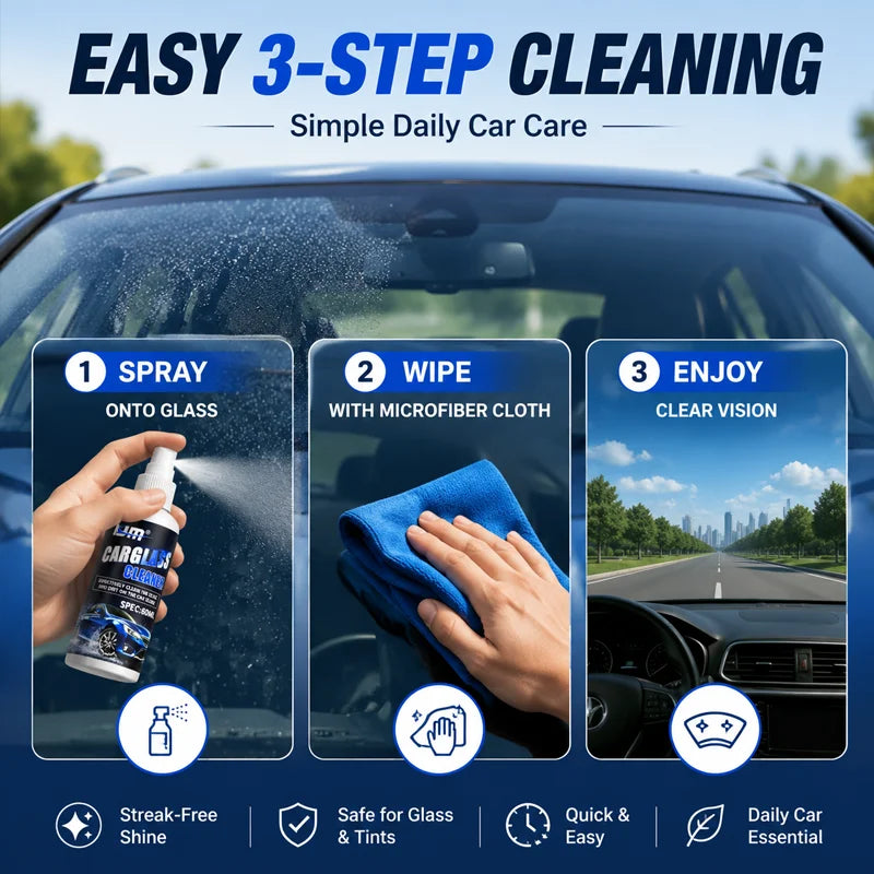 KJM Car Glass Cleaning Spray Windshield Heavy Stain Bug Scale Remover Deep Clean Foam Cleaner For Auto Rearview Mirror Window