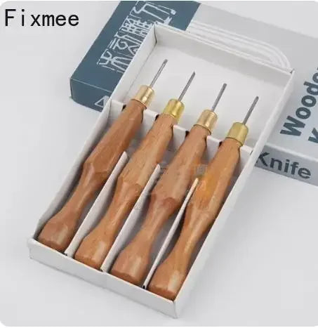 4pcs 1.5mm 2mm 3mm Professional Wood Carving Tool 1# Set Knife Cutter Kit Engraving Case Wood Carving Chisels Knife DIY Tools