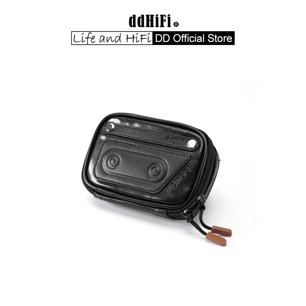 DD ddHiFi CZ120B Retro Cassette Style Earphone Storage Bag, Shockproof with YKK Zipper for TWS IEM Audiophile Accessories, Black