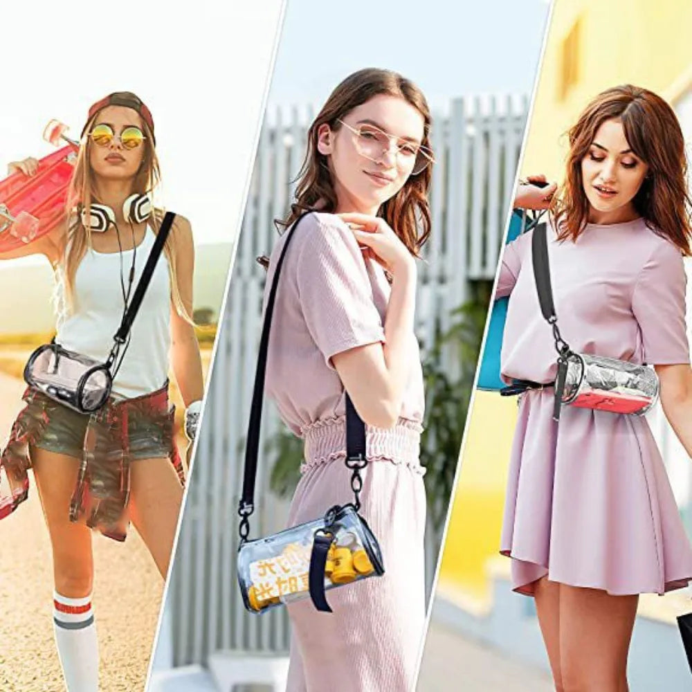 Fashion PVC Jelly Shoulder Messenger Bag Purse Waterproof Clear Bag Stadium Approved Adjustable Tote Bag Unisex