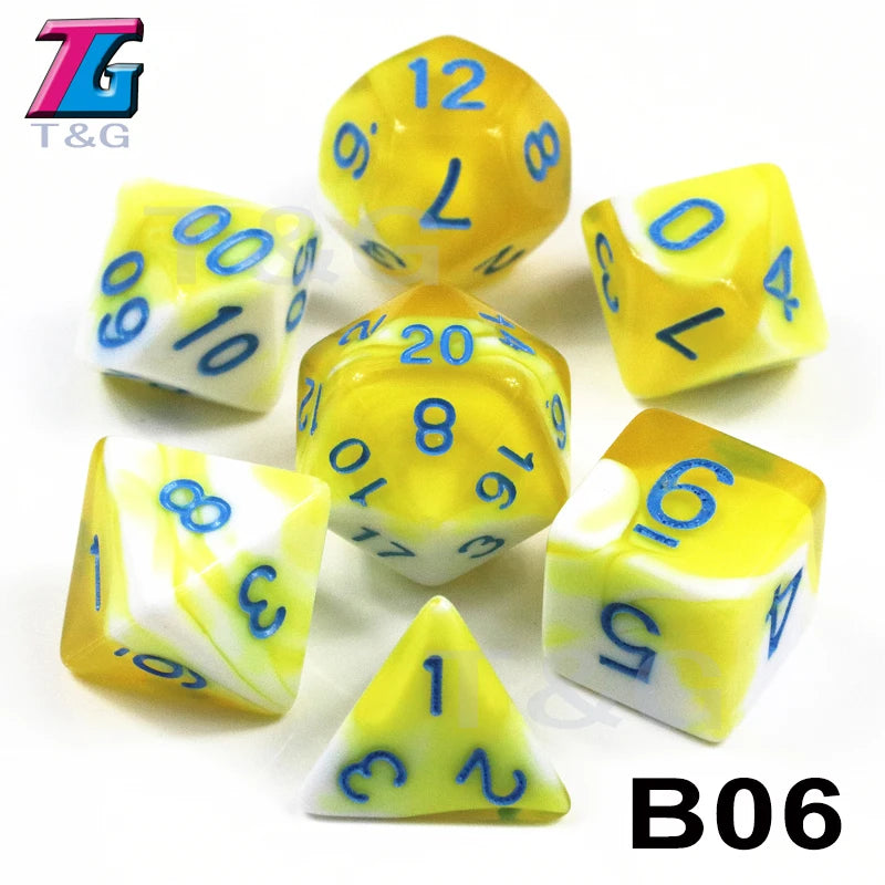Polyhedral Dice TRPG DNDGame Games 7Pcs/Set D4 D6 D8 D10 D12 D20 Multi Sides for Board Game