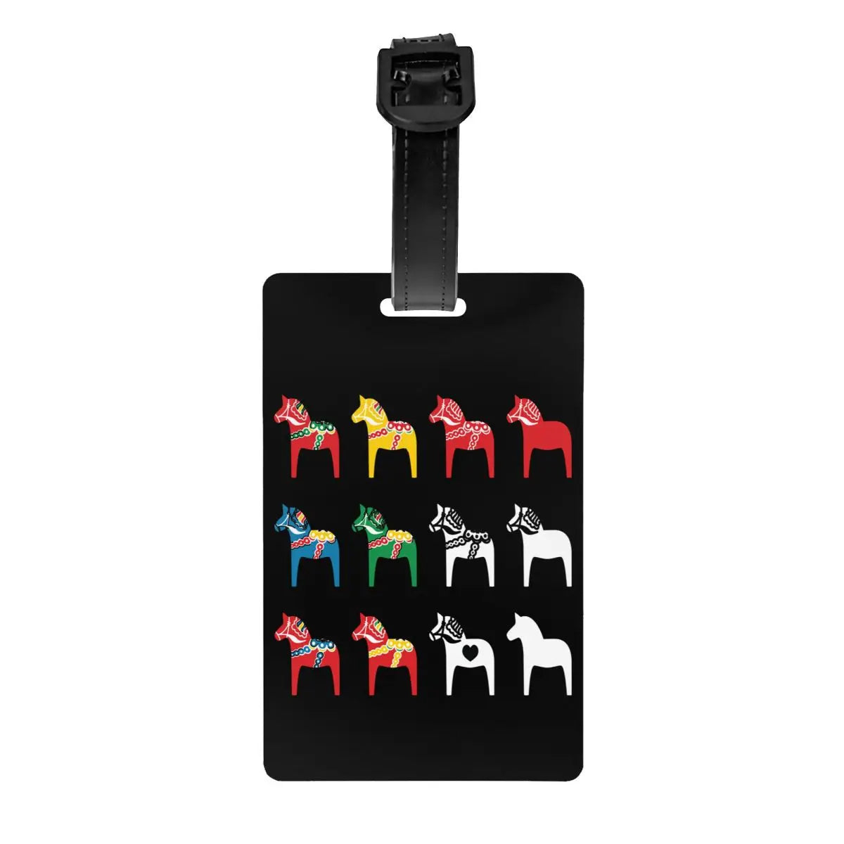 Custom Swedish Folk Cats Luggage Tag With Name Card Privacy Cover ID Label for Travel Bag Suitcase