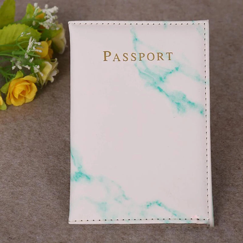 Fashion Women Men Passport Cover Pu Leather Marble Style Travel ID Credit Card Passport Holder Packet Wallet Purse Bags Pouch
