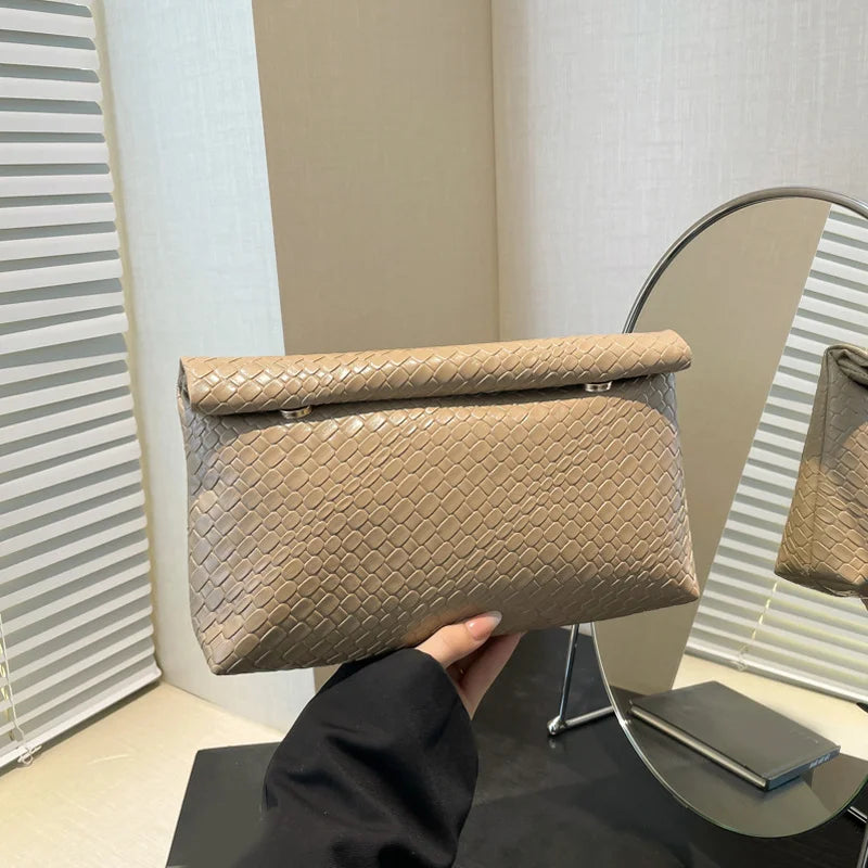 Elegant Multifunctional Women Clutch Bag Large Capacity Woven Pattern Evening Phone Pocket Coin Purse Luxury Long Wallet