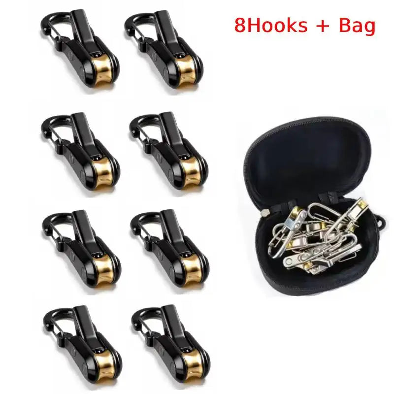 Roller Hook Rope Tensioning Tool with Roller Hook & Safety Buckle, Fits 4-6mm Diameter Rope, Camping Tent Ropes Securing Tool