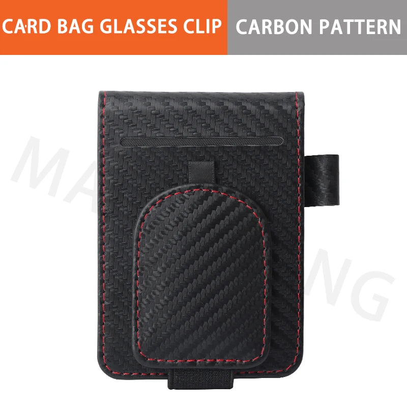Car Sun Visor Organizer For Car Universal Eyeglasses Holder Card Storage Bag Pockets Clip Leather Interior Auto Accessories