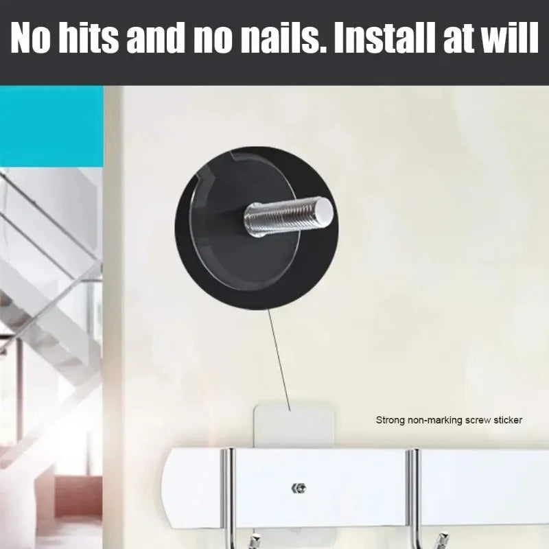 10/6/4/2Pcs Strong Adhesive Nails Wall Hooks Poster Screw Stickers Wall Hook Seamless Kitchen Bathroom Screw Hook Hanger Kit
