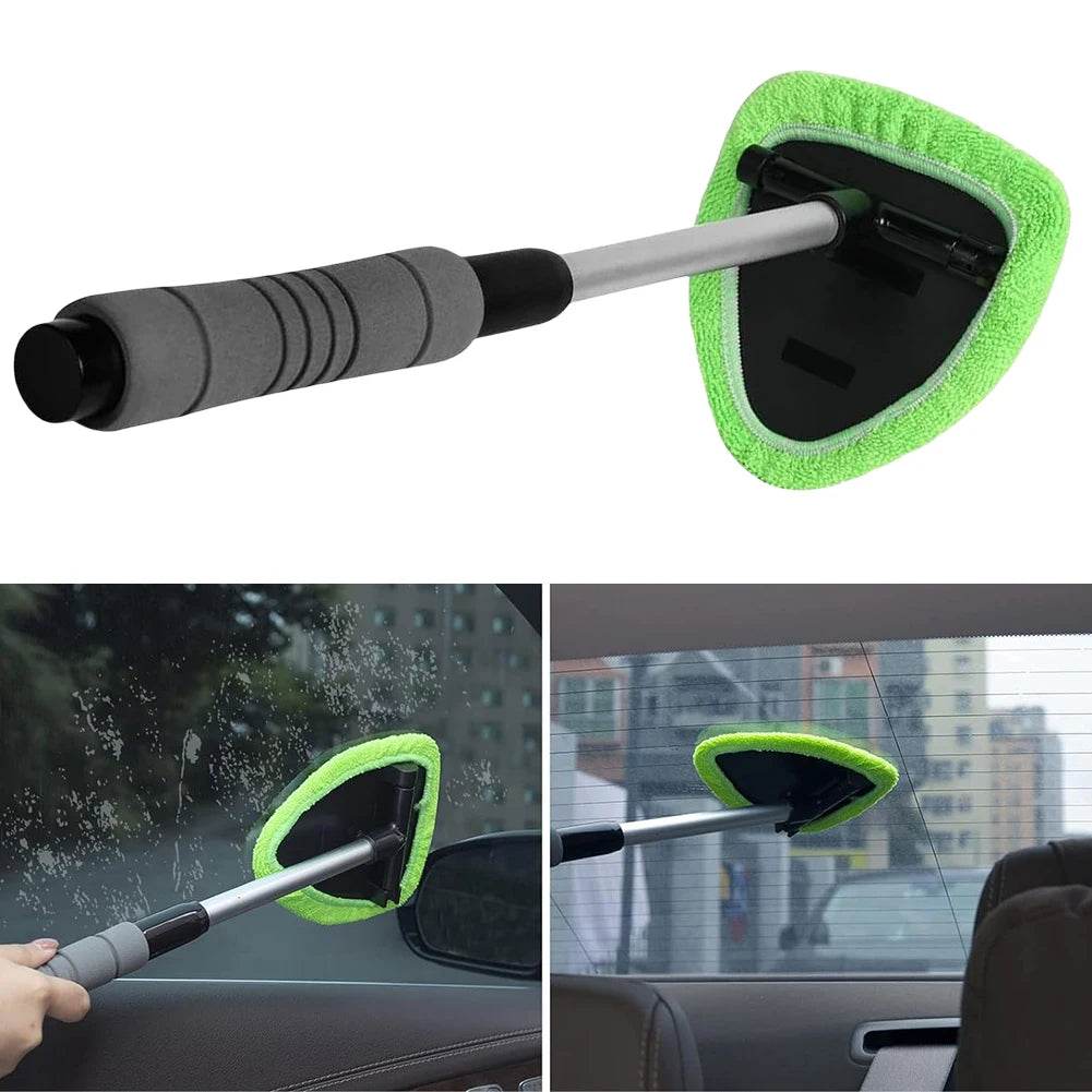 Windshield Cleaner with 2 Microfiber Pads Car Window Cleaning Wash Kit Extendable Handle Car Glass Cleaner for Car & Home Use