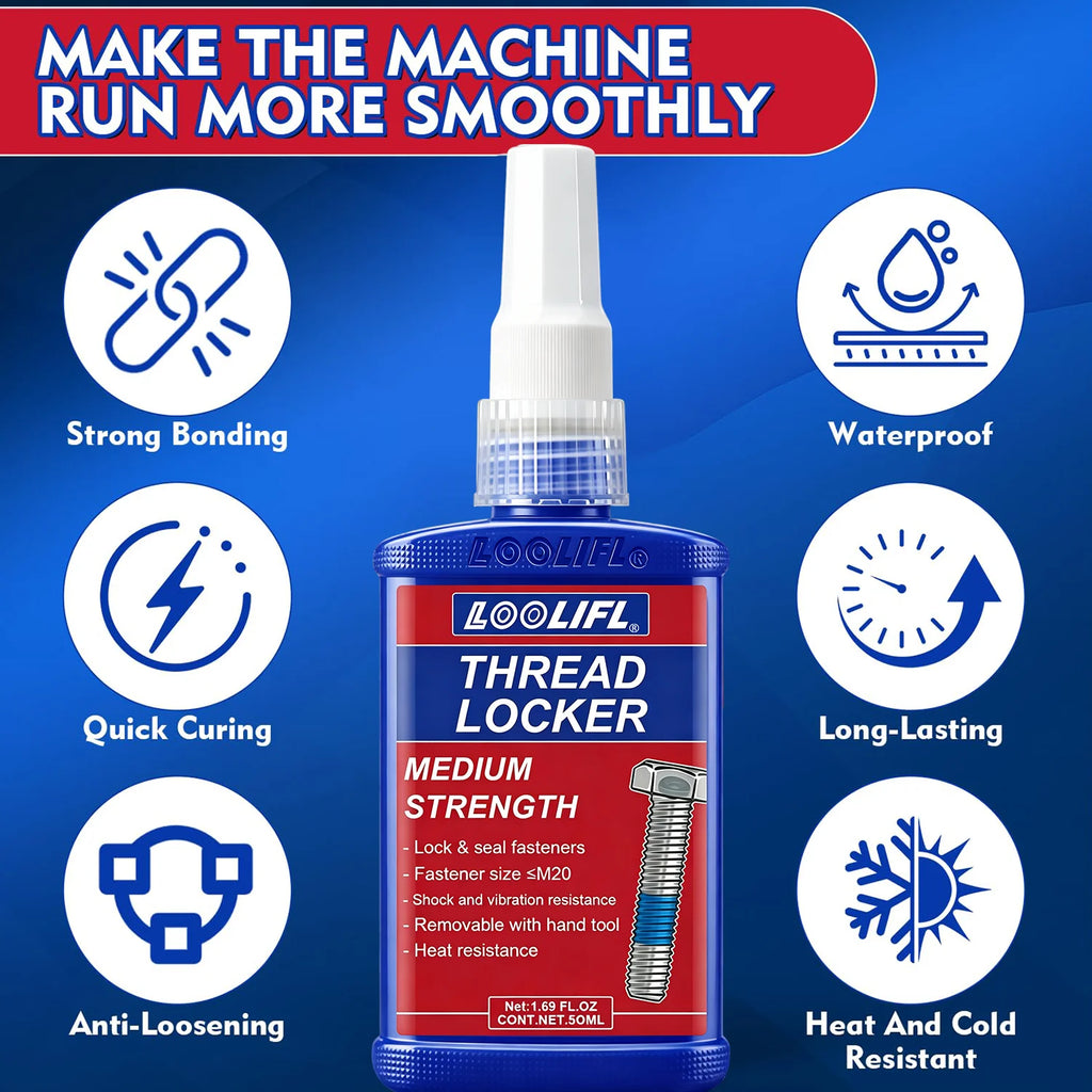 243 50ml Threadlocker Screw Glue Quickly Cured Thread Locking Agent Anaerobic Adhesive Corrosion-Resistant Anti-Loosening Glue