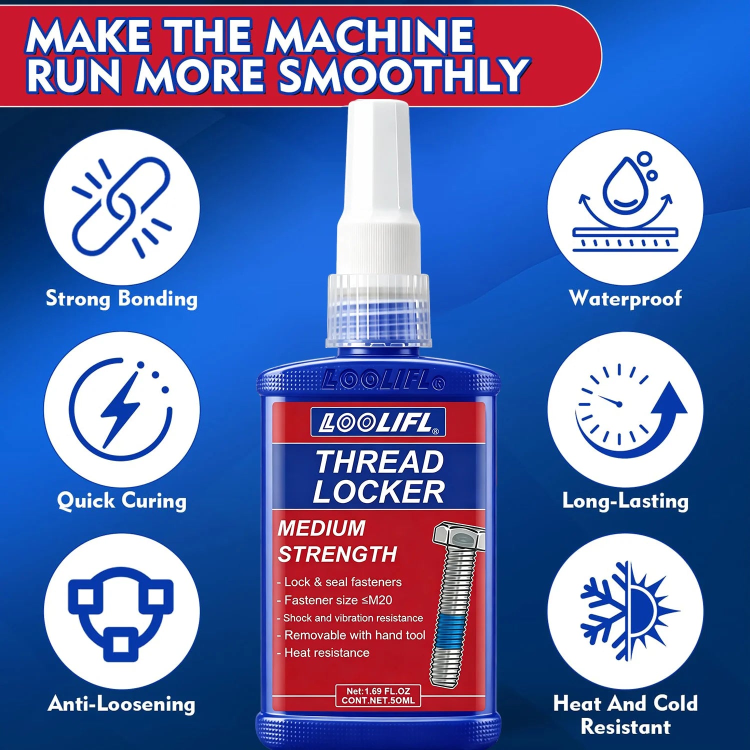 243 50ml Threadlocker Screw Glue Quickly Cured Thread Locking Agent Anaerobic Adhesive Corrosion-Resistant Anti-Loosening Glue