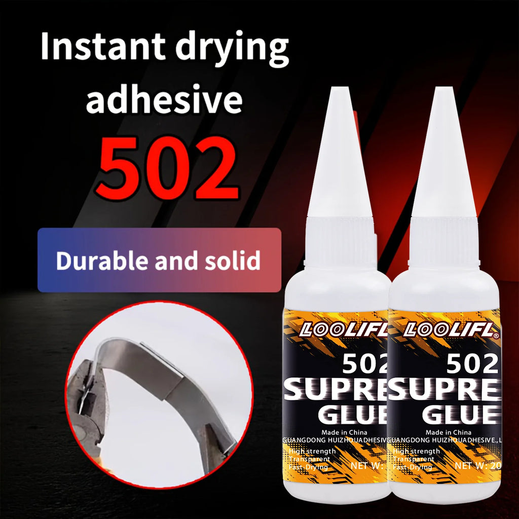 LOOLIFL1-7pcs Quick-drying 502 Super Glue Instant Cyanoacrylate Adhesive Leather Rubber Wood Metal Strong Bond Liquid Glue Tool