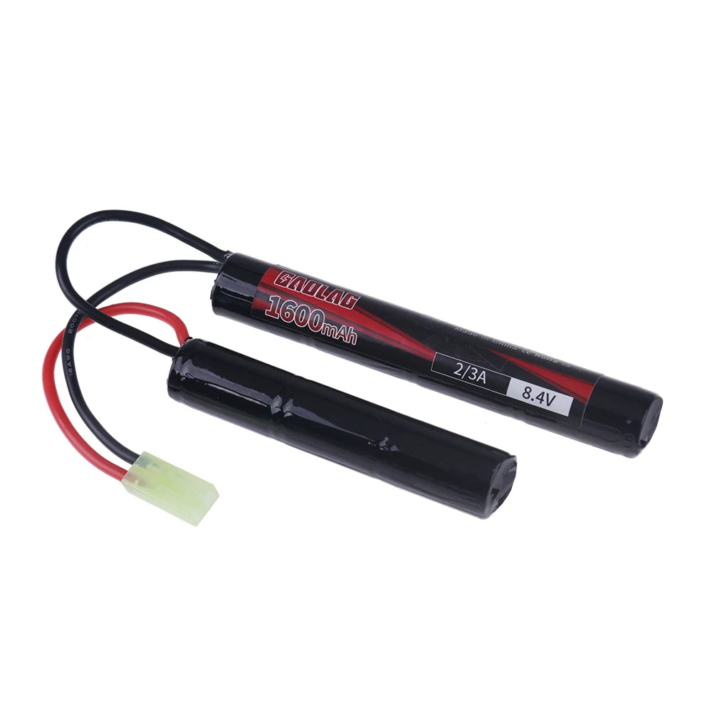 8.4V Airsoft Battery 2/3A 1600mAh 8.4V NIMH Butterfly Battery for H VFC HK416 CQB Rifle Guns AK AEG'S with Mini Tamiya Connector