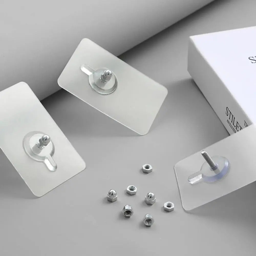 5Pcs Acrylic Self Adhesive Screw Stickers No Need to Punch Holes Wall Mounted Towel Coat Hooks No-trace Adhesive Key Bag Hooks