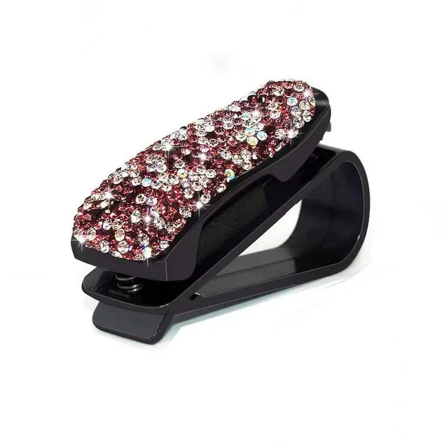 1PCS Bling Sunglasses Eyeglasses Holder Rhinestone Diamond Sun Visor Glasses Fastener Clip Portable Clip Auto Car Ornament