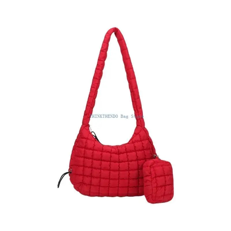 340D Quilted Puffer Bag Set for Women Lightweight Spacious Crossbody Satchel Purse