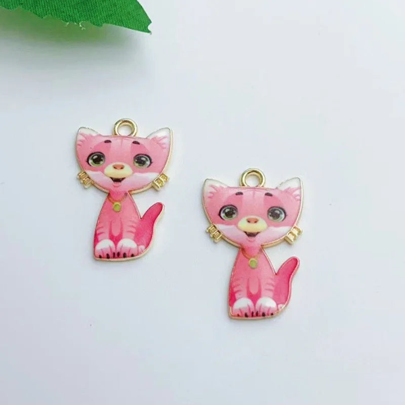 13pcs alloy oil dripping mechanical cat pendant, DIY jewelry making earrings, keychains, accessories